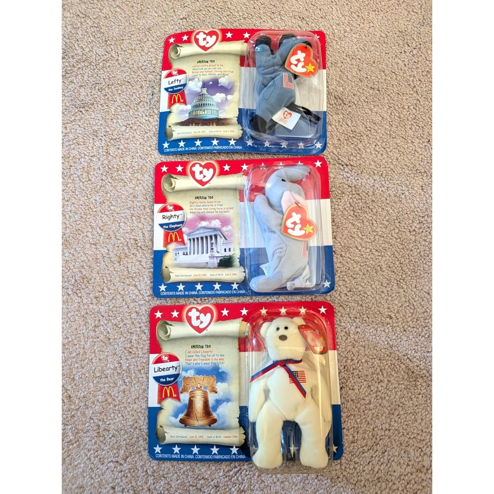 Vintage 2000 Ty McDonald's Teenie Beanie Babies American Trio Set Sealed